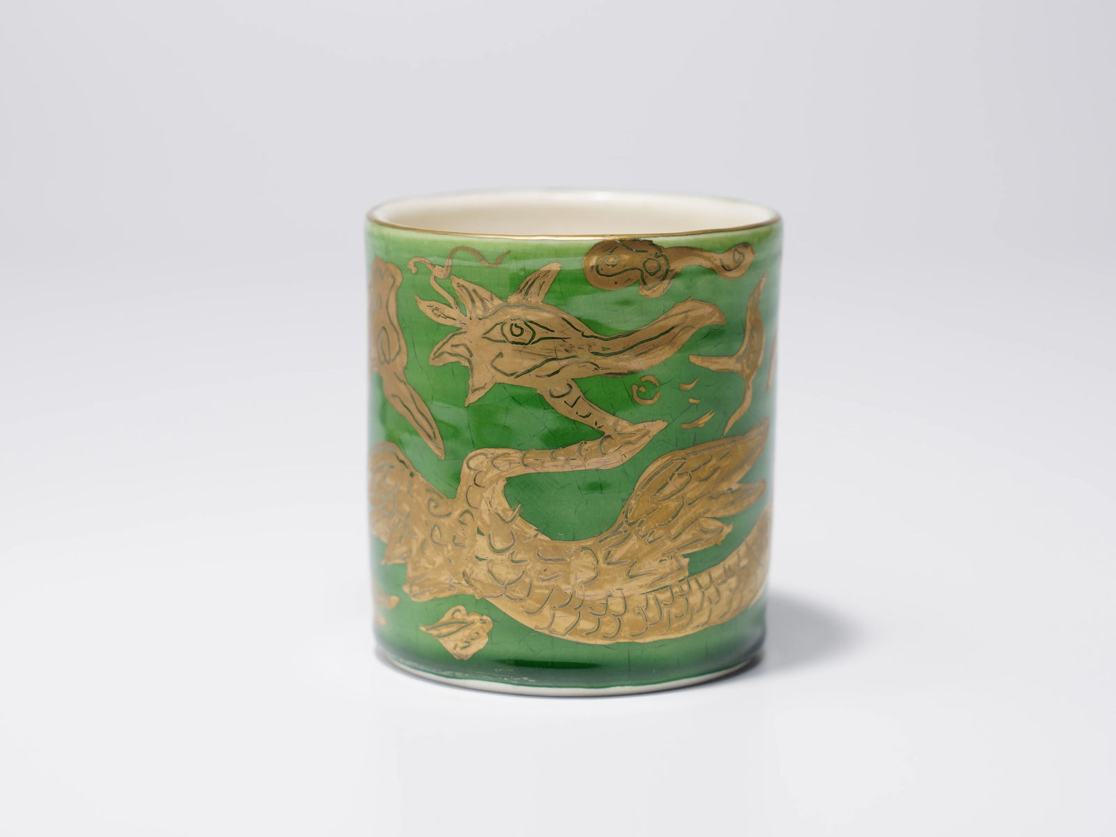 色絵金襴手鳳凰文猪口
